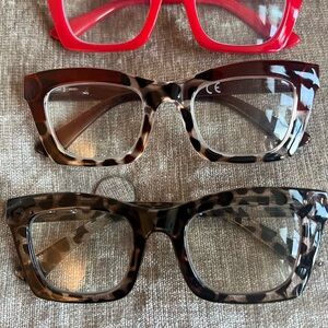 Red and Tortoiseshell Square 1.0 Reading Glasses Set